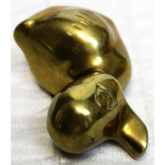 VTG 70s or 80s Solid Brass Duck Duckling Paperweight Figure Decor Small - Picture 10 of 10